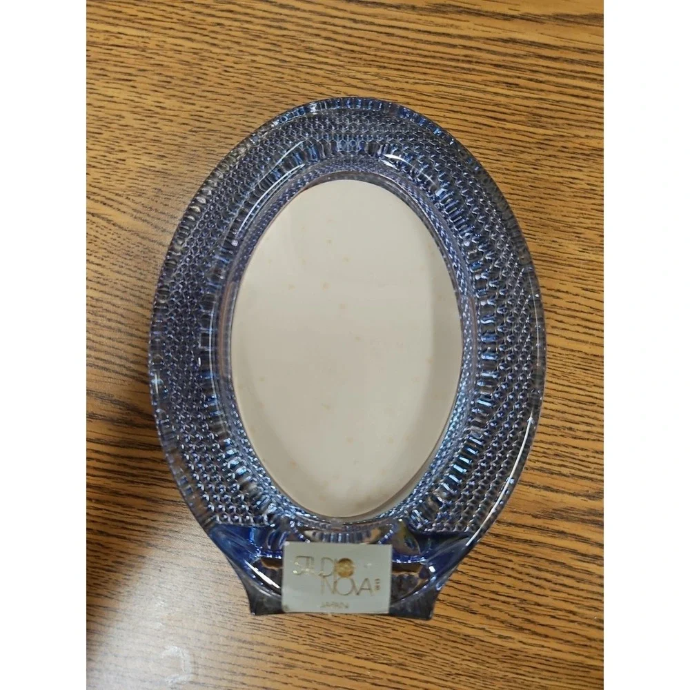 STUDIO NOVA-MAKASA LEAD CRYSTAL OVAL SHAPED PICTURE FRAME BLUE COLOR‎